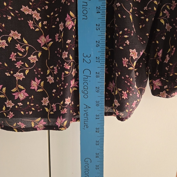 Jessica Simpson Blouse Size 3x Dark Floral Popover Black Pink Whimsigoth Fairy - Picture 6 of 12